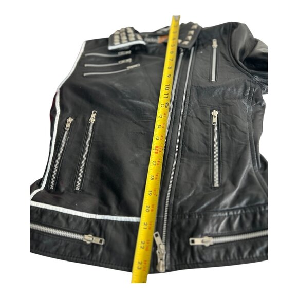 Factory Extreme Leather Studded Black Jacket Women's Size Small - Picture 12 of 12